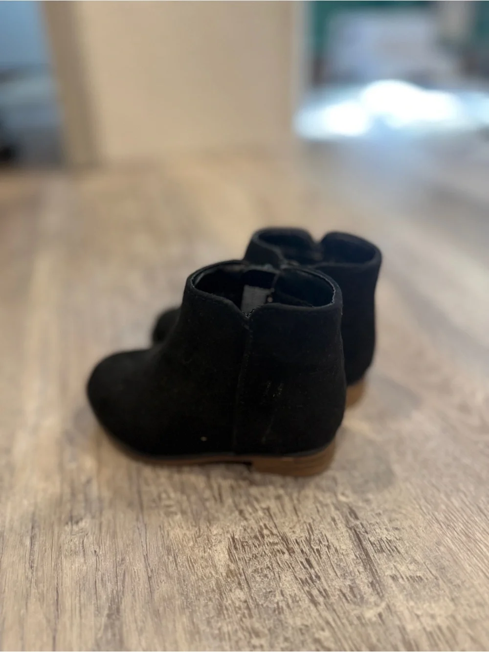 Cat & Jack Toddler Black Faux Suede Ankle Boots Size 5 Side Zip Chelsea Booties